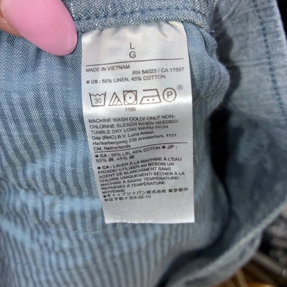 Banana Republic Deck Shorts Men Large Blue Linen Cotton Blend Drawstring Coastal